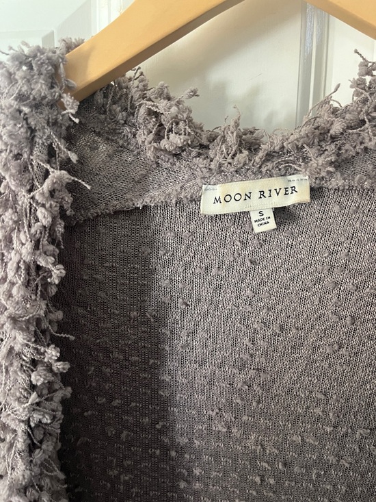 Moon River Shaggy Open Cardigan rosy gray sz small - Picture 3 of 5